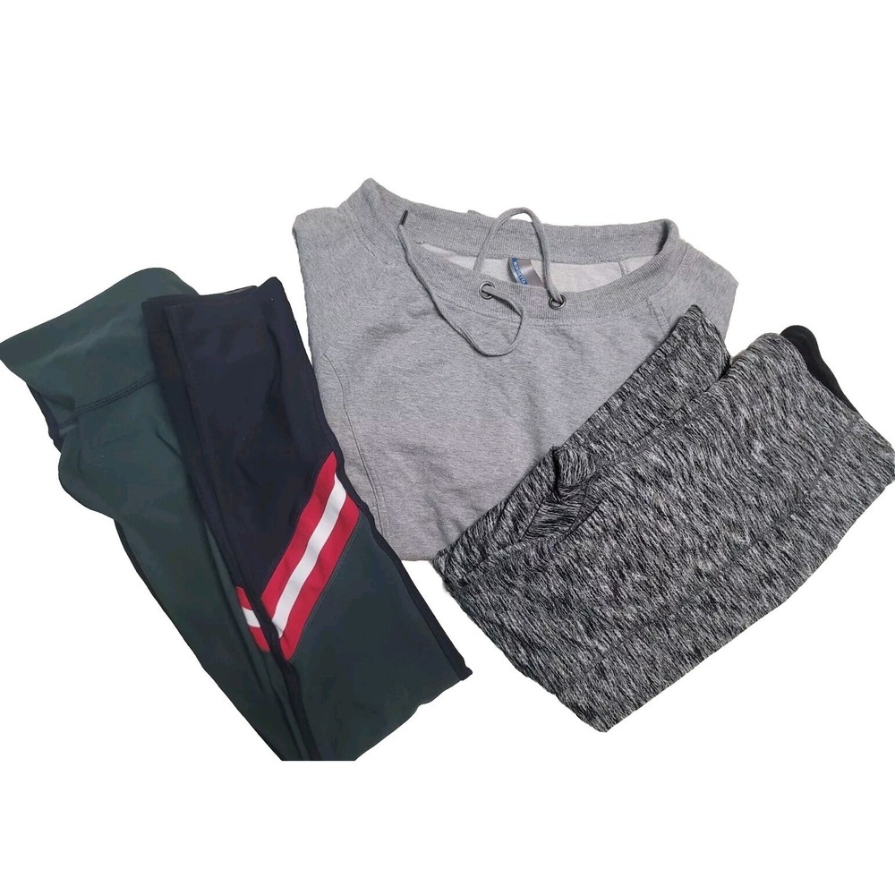Mondetta Women's Sweat Shirt M Gray Drawstrings Leggings Lot Of 3 Logo